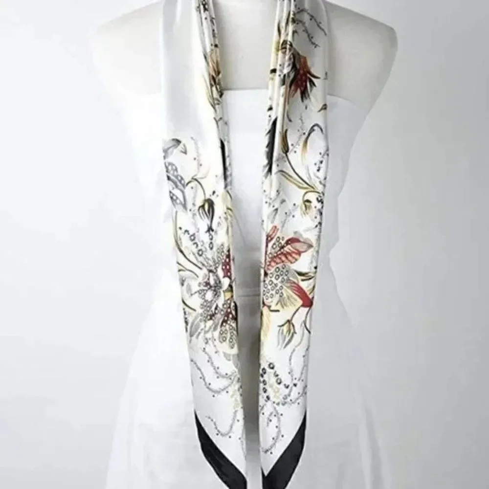 Satin Elegant Floral Design Scarf 35